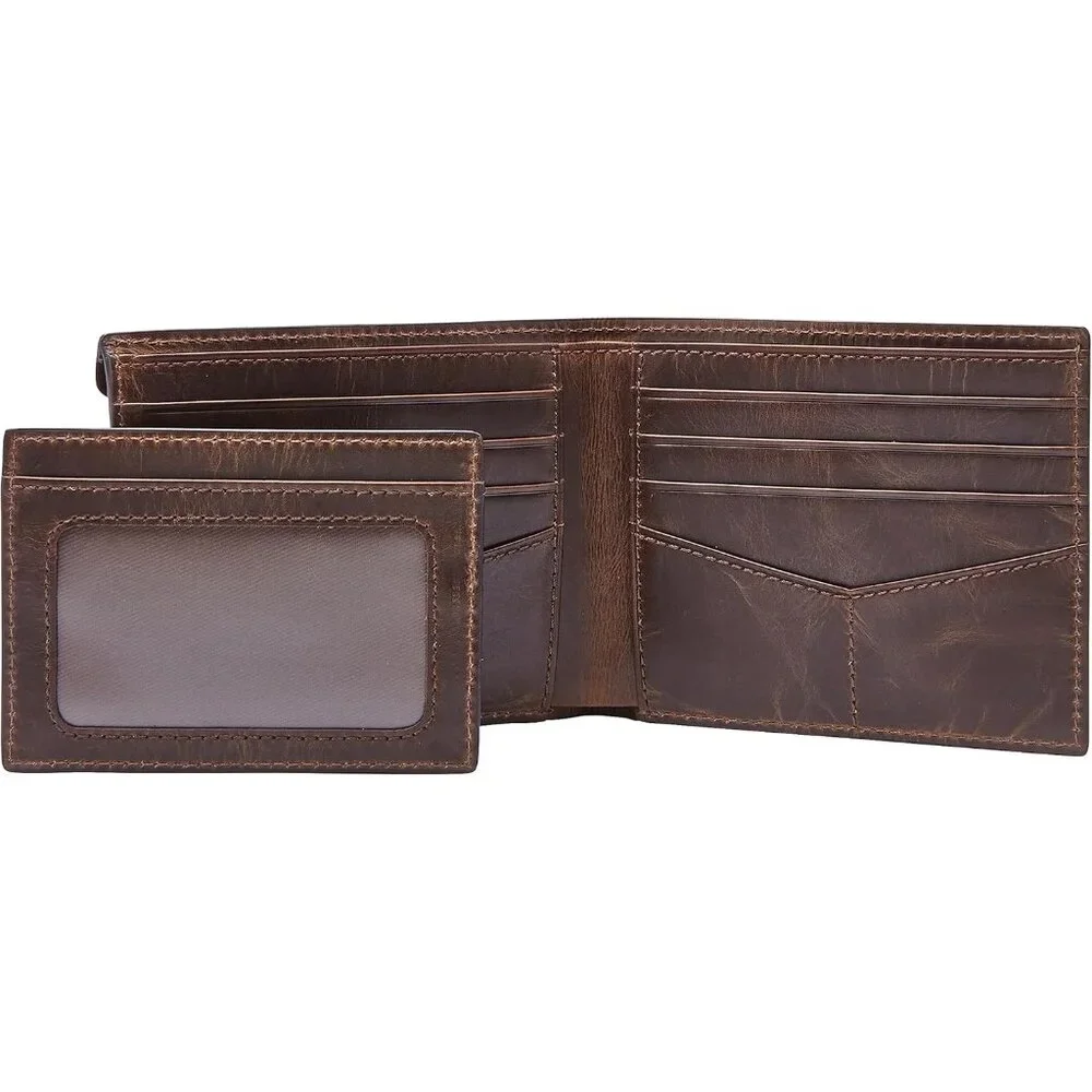 Fossil Men's Derrick Leather Bifold Sliding with Removable Card Case Wallet